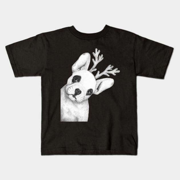 Christmas French Bulldog Kids T-Shirt by kodamorkovkart